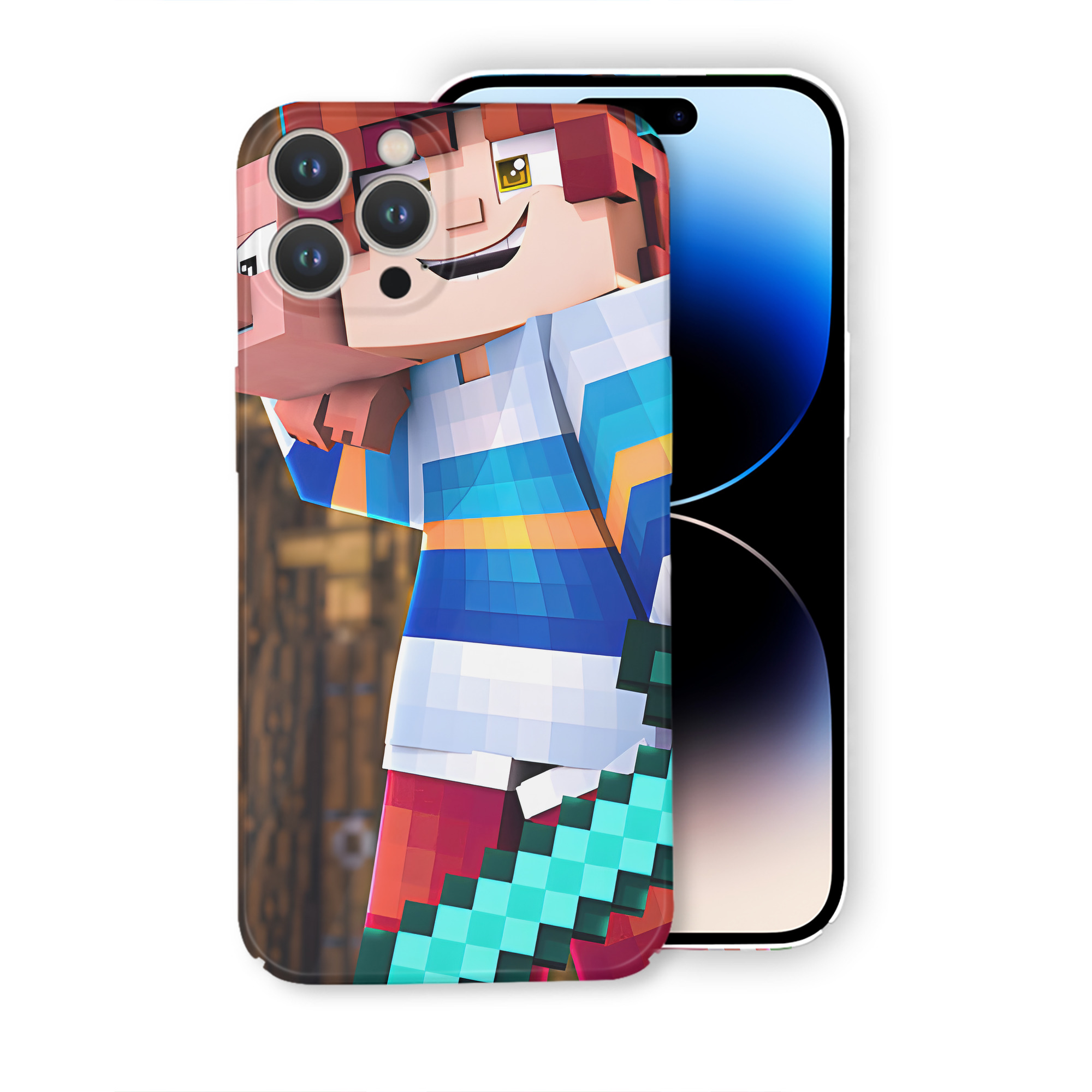 （画像用） マインクラフト ブロックの世界 Minecraft MC Block world 【iPhone 14シリーズ対応】ハードケース